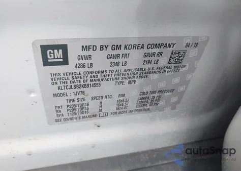 2019 Chevrolet Trax Lt from USA, damaged, VIN KL7CJLSB2KB914555